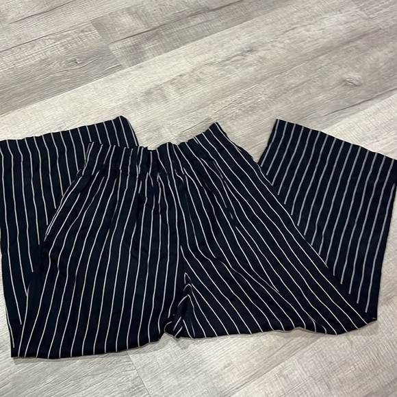 ZARA Striped Wide Leg Trouser Navy Blue - Picture 5 of 5